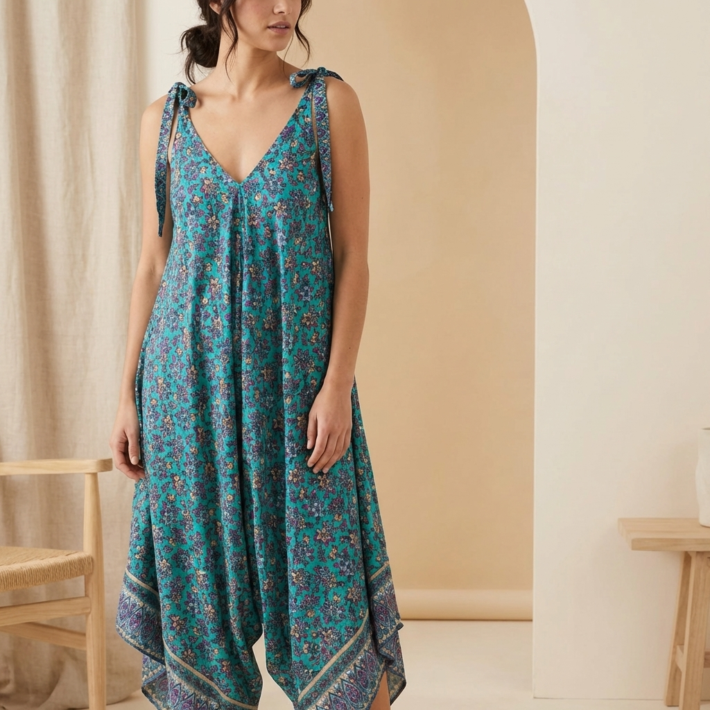 Effortless Boho Floral/Elephant Geni Jumpsuit - Flowy Everyday Style