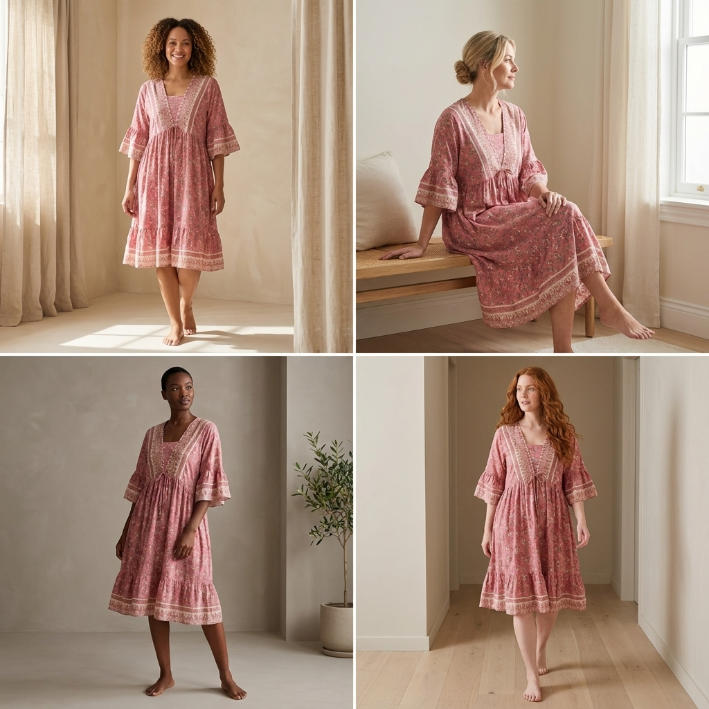 Floral Vee Dress - Flowy, Lightweight Design