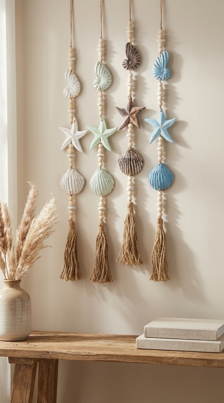 Handcrafted Hanging Mixed Shell Wall Decor - Boho Statement Decor