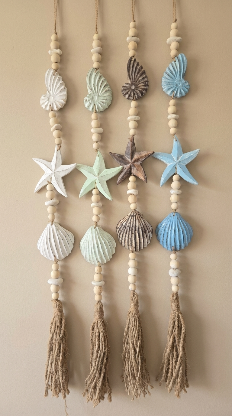 Handcrafted Hanging Mixed Shell Wall Decor - Boho Statement Decor