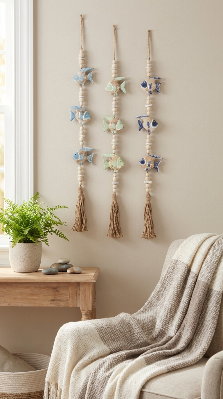Handcrafted Fish Decor Wall Art - Boho Wall Hanging
