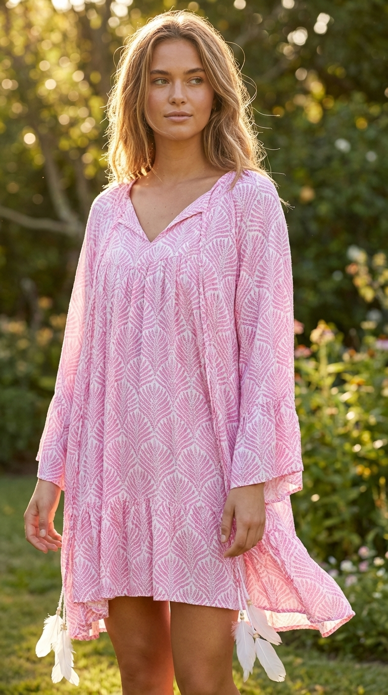 Boho Style Babydoll Dress - Flowy Lightweight Design