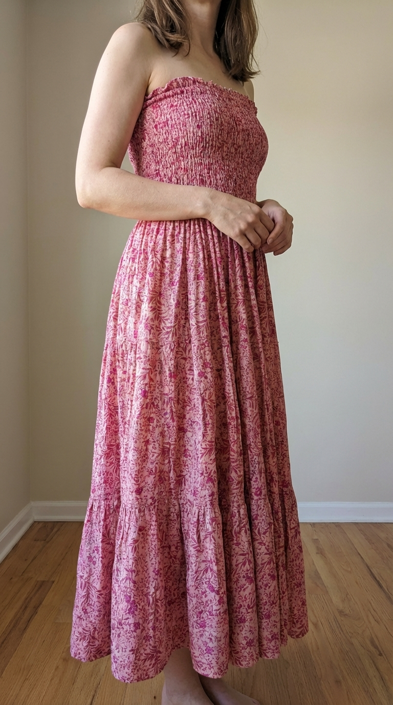 Casual Floral Long Boob-tube dress - Lightweight & Easy wear