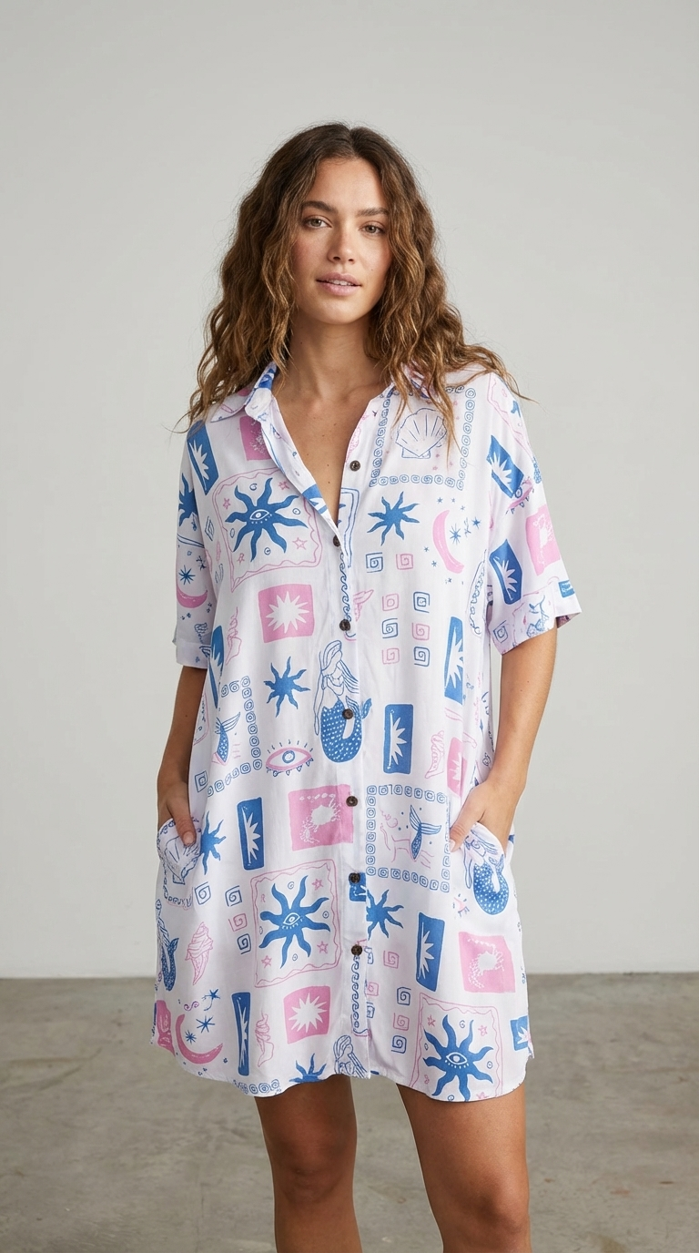 Lightweight Flowy Shirt Dress - Soft, Breathable Everyday Style