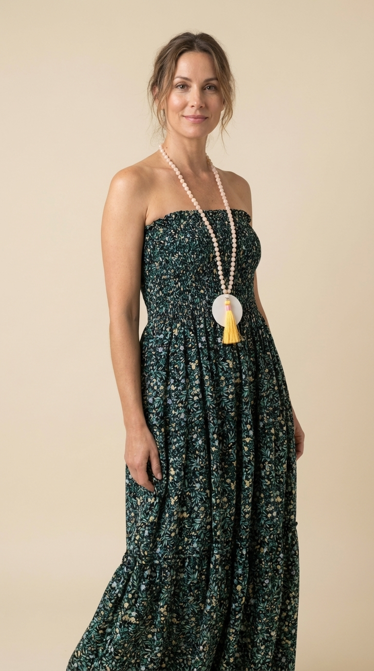 Casual Floral Long Boob-tube dress - Lightweight & Easy wear