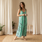 Flowy Tie-Dye Maxi Tie-shoulder Dress - Lightweight Easy Wear