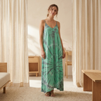 Flowy Tie-Dye Maxi Tie-shoulder Dress - Lightweight Easy Wear