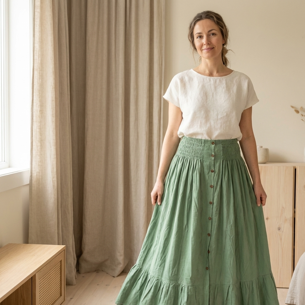 Elastic Waist Boho Skirt – Comfortable All-Day Wear