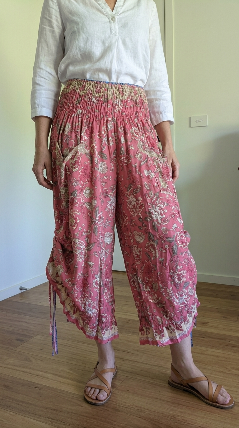 Flowy Lightweight Boho Floral Frill Pants - Effortless and Comfortable Fit