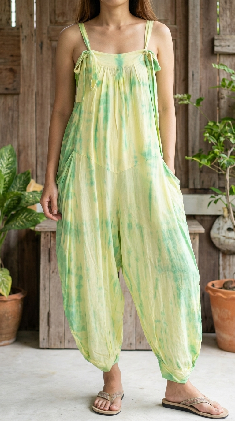 Boho Style Tie-dye Jumpsuit - Effortless Comfortable Fit
