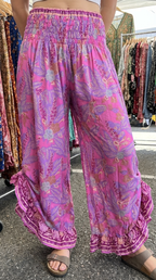 Flowy Lightweight Boho Floral Frill Pants - Effortless and Comfortable Fit