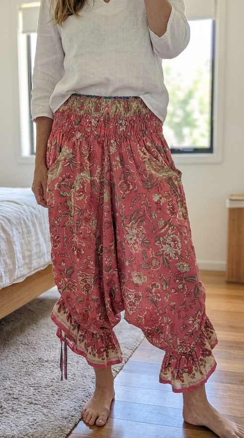 Flowy Lightweight Boho Floral Frill Pants - Effortless and Comfortable Fit
