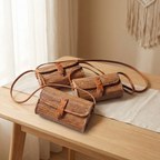 Handmade Rattan Clutch Bag - Boho Woven Coastal Fashion Bag