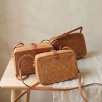 Handwoven Rattan Shoulder Bag - Boho Lightweight Fashion Bag