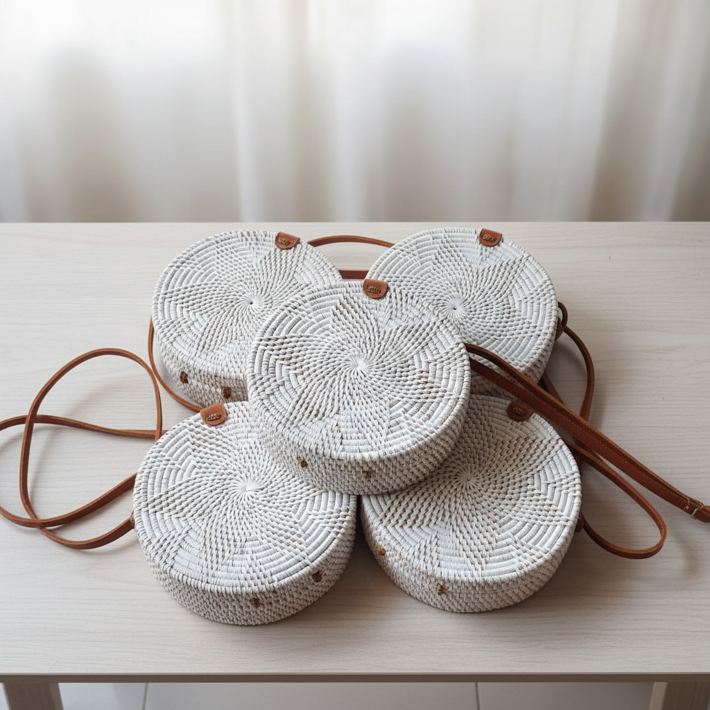 Handwoven Rattan Crossbody Bag - Boho Lightweight Bag