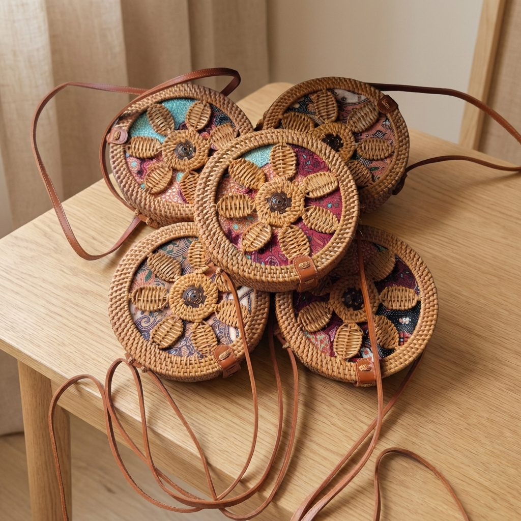 Flower Rattan Crossbody Bag | Handmade Bali Boho Beach Handbag Australia