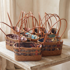 Handwoven Rattan Bag with Decorative Coconut Shell Beads - Handmade Coastal Fashion Bag