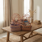 Handmade Rattan Bag with inner Pouch - Boho Lightweight Beach Bag