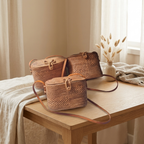 Handmade Rattan Shoulder Bag - Boho Lightweight Fashion Bag