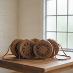 Handmade Rattan Crossbody Bag with Coconut Shell Beads - Boho Woven Coast Fashion Bag