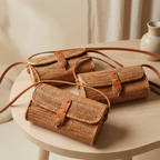 Handmade Rattan Clutch Bag - Boho Woven Coastal Fashion Bag