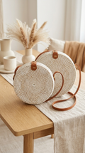 Handwoven Rattan Crossbody Bag - Boho Lightweight Bag