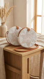 Handwoven Rattan Crossbody Bag - Boho Lightweight Bag