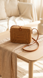 Handwoven Rattan Shoulder Bag - Boho Lightweight Fashion Bag