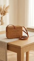 Handwoven Rattan Shoulder Bag - Boho Lightweight Fashion Bag