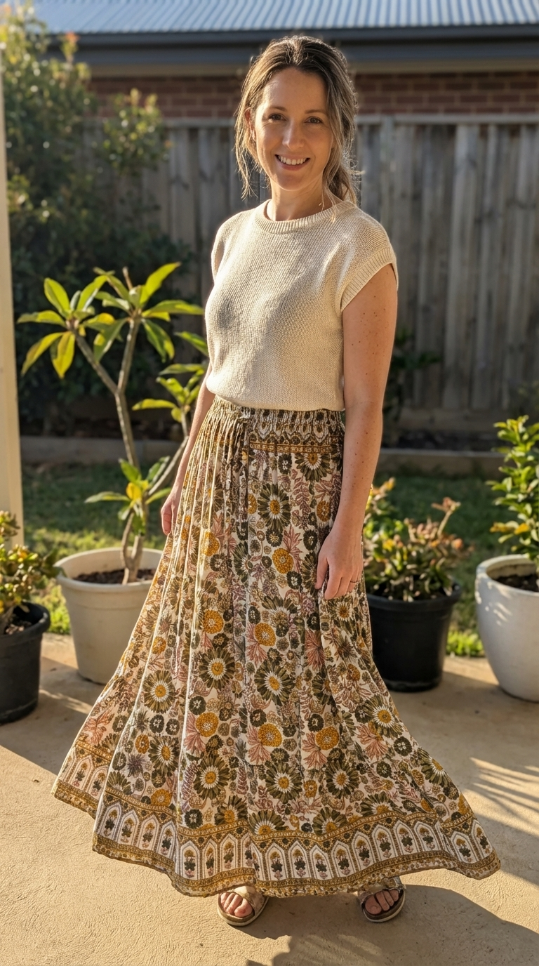 Flowy Maxi Boho Skirt – Lightweight Summer Essential