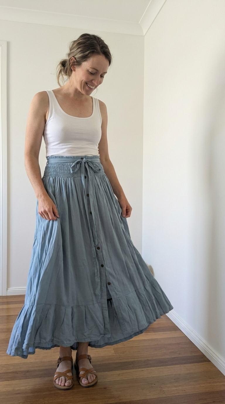 Elastic Waist Boho Skirt – Comfortable All-Day Wear
