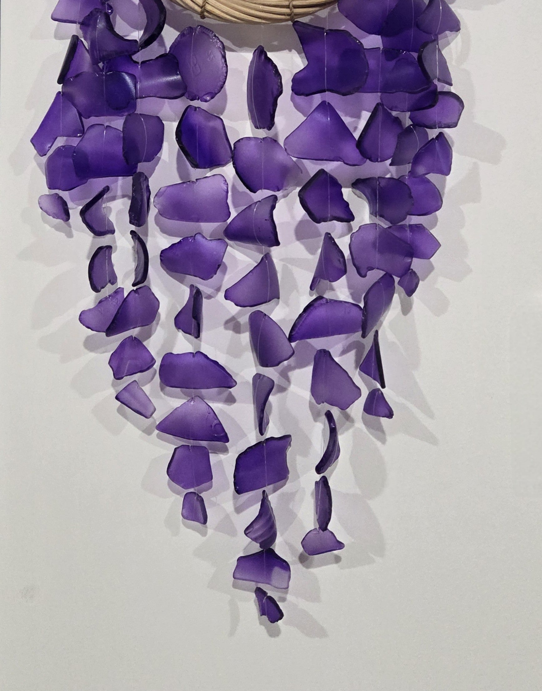 Recycled Sea Glass Windchimes - Rattan Dreamcatcher Coastal Decor