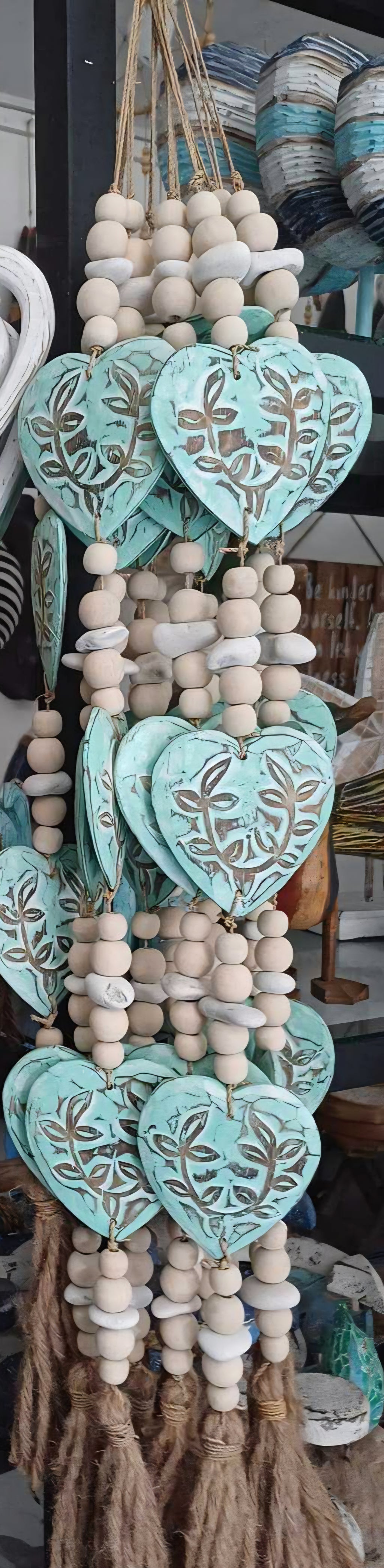 Handcrafted Filigree Heart Wall Hanging - Coastal Boho Statement Deor