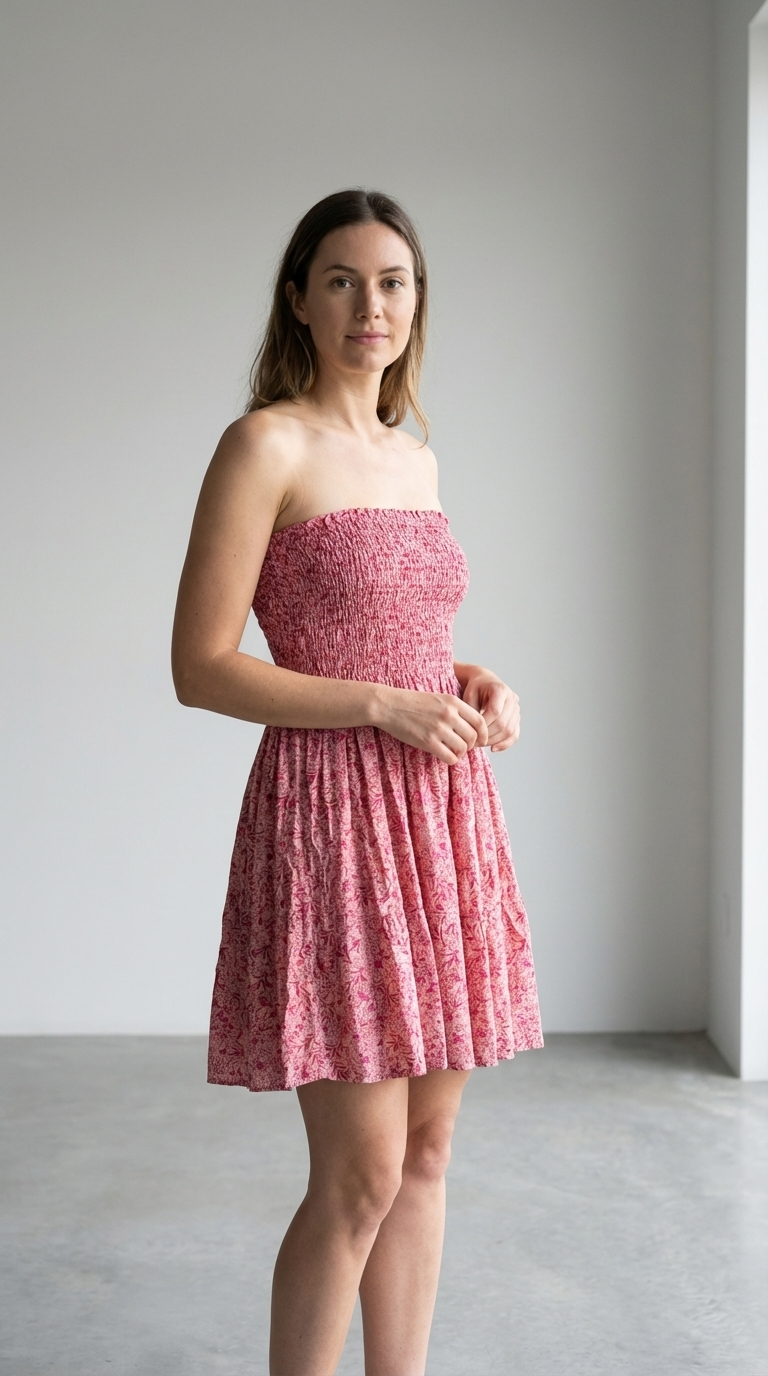 Casual Floral Short Boobtube Dress - Comfortable Casual Style