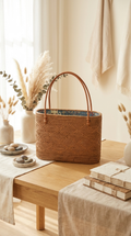 Handmade Rattan Bag with inner Pouch - Large Boho Bali Beach Bag