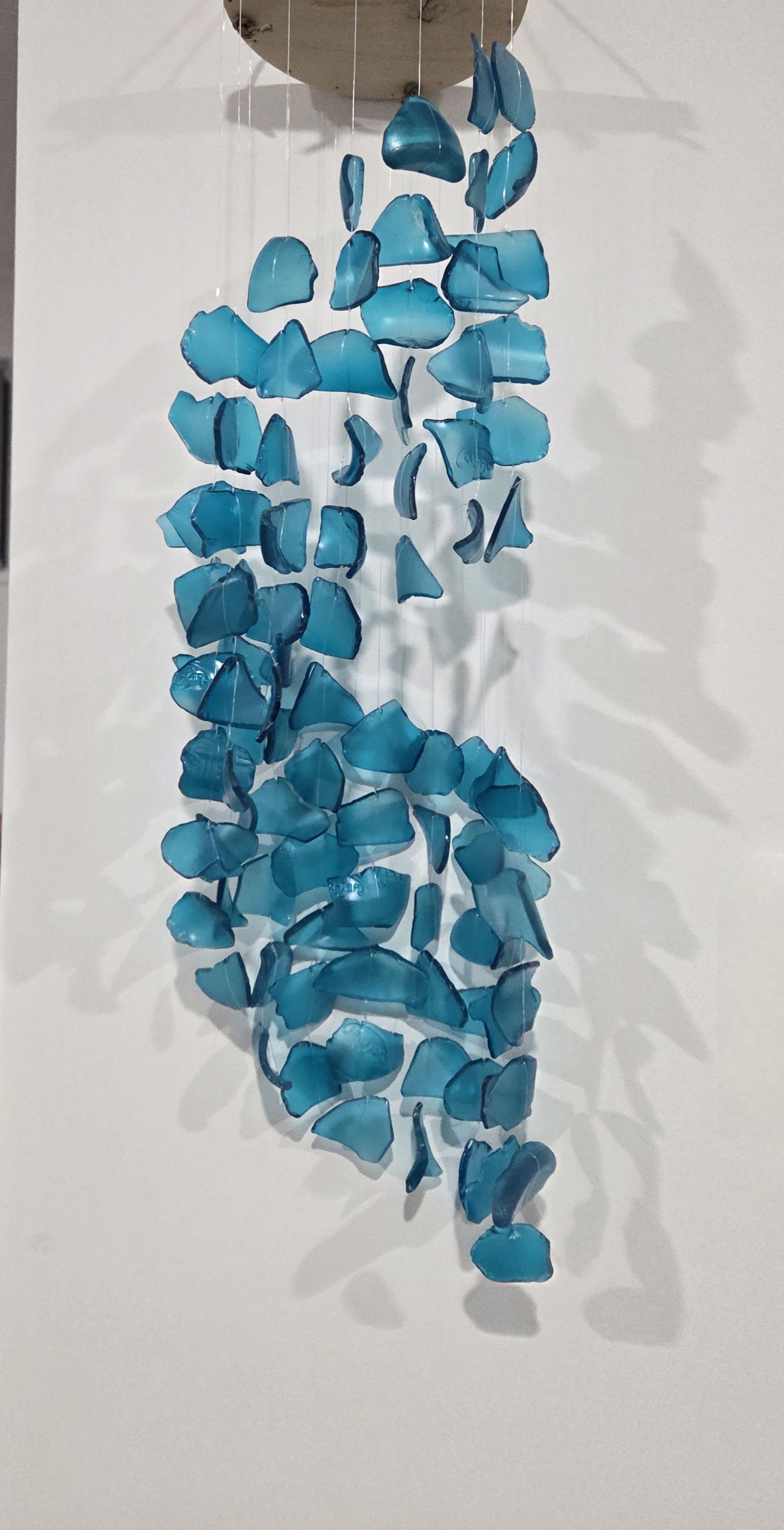 Handmade Spiral Sea Glass Windchime - Recycled Coastal Hanging Decor
